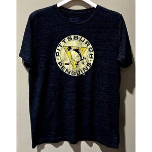 Pittsburg Penguins Heathered Black Distressed Original 1967 Logo Tee -- Men XXL
